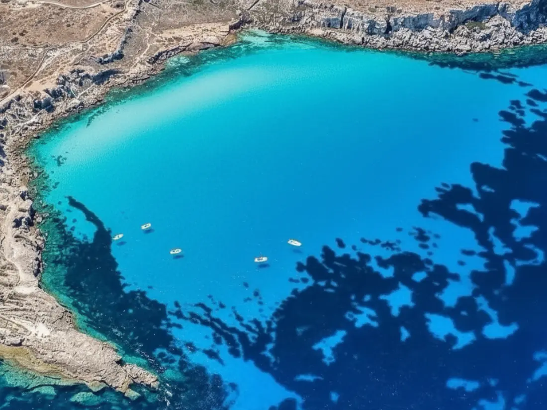 Cala Rossa on Favignana seen from above