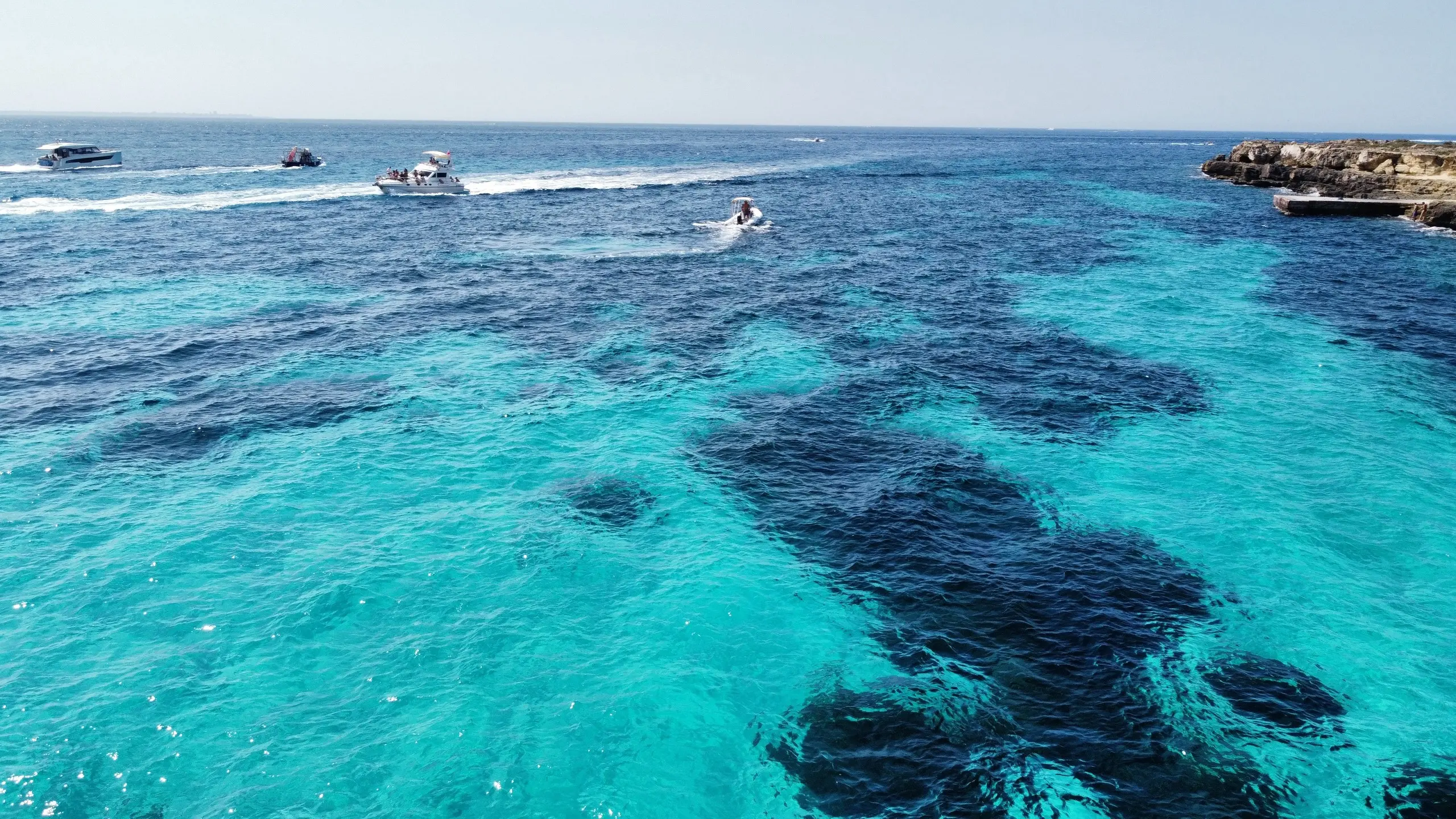 Turquoise water and seagrass from the drone